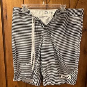 RVCA Black and White Striped Athletic Shorts